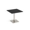 Brescia square dining table with flat square brushed steel base 800mm - Black - BDS800-BS-BK