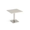 Brescia square dining table with flat square brushed steel base 800mm - Light Grey - BDS800-BS-LG