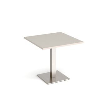 Brescia square dining table with flat square brushed steel base 800mm - Light Grey - BDS800-BS-LG