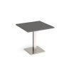 Brescia square dining table with flat square brushed steel base 800mm - Onyx Grey - BDS800-BS-OG