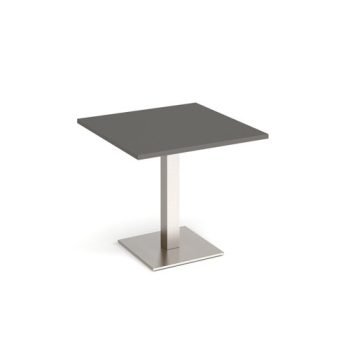Brescia square dining table with flat square brushed steel base 800mm - Onyx Grey - BDS800-BS-OG