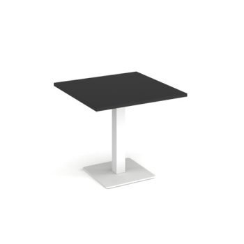 Brescia square dining table with flat square white base 800mm - Black - BDS800-WH-BK