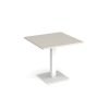 Brescia square dining table with flat square white base 800mm - Light Grey - BDS800-WH-LG
