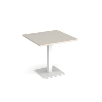 Brescia square dining table with flat square white base 800mm - Light Grey - BDS800-WH-LG
