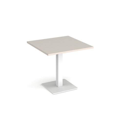 Brescia square dining table with flat square white base 800mm - Light Grey - BDS800-WH-LG