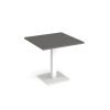Brescia square dining table with flat square white base 800mm - Onyx Grey - BDS800-WH-OG
