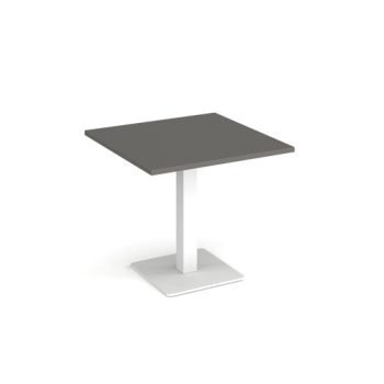 Brescia square dining table with flat square white base 800mm - Onyx Grey - BDS800-WH-OG