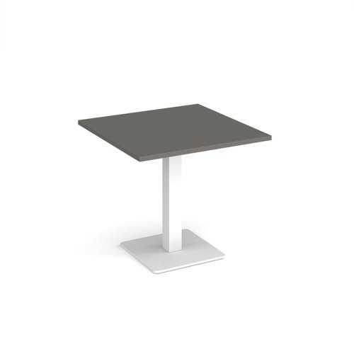 Brescia square dining table with flat square white base 800mm - Onyx Grey - BDS800-WH-OG