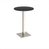 Brescia circular poseur table with flat square brushed steel base 800mm - Black - BPC800-BS-BK