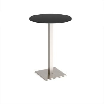 Brescia circular poseur table with flat square brushed steel base 800mm - Black - BPC800-BS-BK