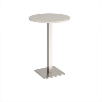 Brescia circular poseur table with flat square brushed steel base 800mm - Light Grey - BPC800-BS-LG