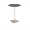 Brescia circular poseur table with flat square brushed steel base 800mm - Onyx Grey - BPC800-BS-OG