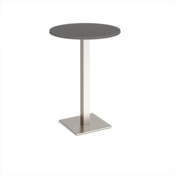 Brescia circular poseur table with flat square brushed steel base 800mm - Onyx Grey - BPC800-BS-OG