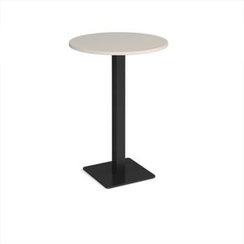 Brescia circular poseur table with flat square black base 800mm - Light Grey - BPC800-K-LG