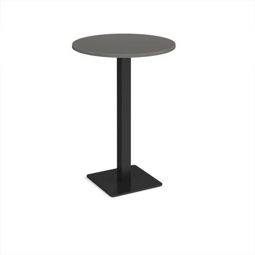 Brescia circular poseur table with flat square black base 800mm - Onyx Grey - BPC800-K-OG