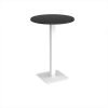 Brescia circular poseur table with flat square white base 800mm - Black - BPC800-WH-BK