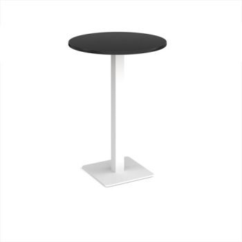 Brescia circular poseur table with flat square white base 800mm - Black - BPC800-WH-BK