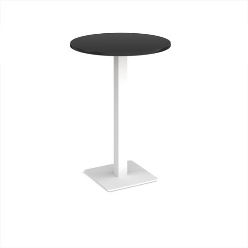 Brescia circular poseur table with flat square white base 800mm - Black - BPC800-WH-BK