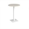 Brescia circular poseur table with flat square white base 800mm - Light Grey - BPC800-WH-LG