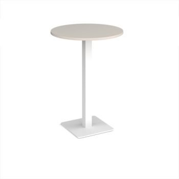 Brescia circular poseur table with flat square white base 800mm - Light Grey - BPC800-WH-LG