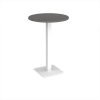 Brescia circular poseur table with flat square white base 800mm - Onyx Grey - BPC800-WH-OG