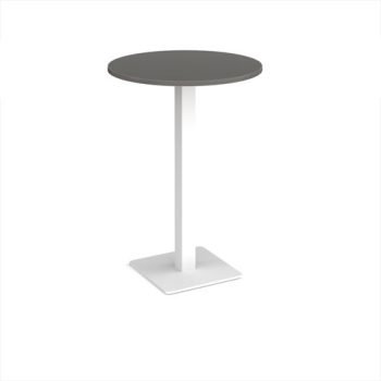 Brescia circular poseur table with flat square white base 800mm - Onyx Grey - BPC800-WH-OG
