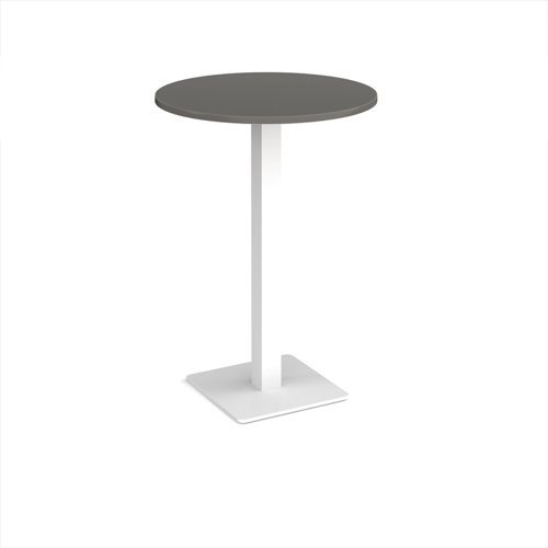 Brescia circular poseur table with flat square white base 800mm - Onyx Grey - BPC800-WH-OG
