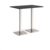Brescia rectangular poseur table with flat square brushed steel bases 1200mm x 800mm - Black - BPR1200-BS-BK