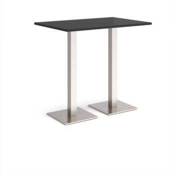 Brescia rectangular poseur table with flat square brushed steel bases 1200mm x 800mm - Black - BPR1200-BS-BK