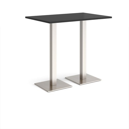 Brescia rectangular poseur table with flat square brushed steel bases 1200mm x 800mm - Black - BPR1200-BS-BK
