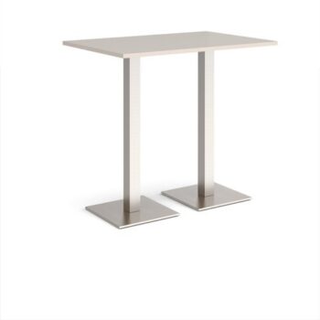 Brescia rectangular poseur table with flat square brushed steel bases 1200mm x 800mm - Light Grey - BPR1200-BS-LG