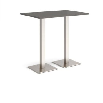 Brescia rectangular poseur table with flat square brushed steel bases 1200mm x 800mm - Onyx Grey - BPR1200-BS-OG
