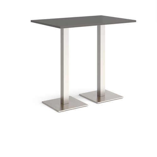 Brescia rectangular poseur table with flat square brushed steel bases 1200mm x 800mm - Onyx Grey - BPR1200-BS-OG