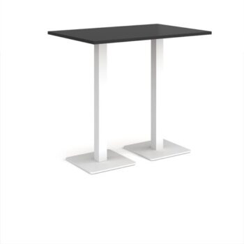 Brescia rectangular poseur table with flat square white bases 1200mm x 800mm - Black - BPR1200-WH-BK