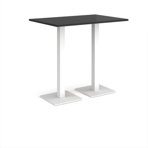 Brescia rectangular poseur table with flat square white bases 1200mm x 800mm - Black - BPR1200-WH-BK