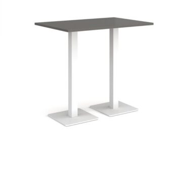 Brescia rectangular poseur table with flat square white bases 1200mm x 800mm - Onyx Grey - BPR1200-WH-OG