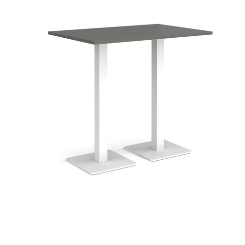 Brescia rectangular poseur table with flat square white bases 1200mm x 800mm - Onyx Grey - BPR1200-WH-OG
