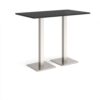 Brescia rectangular poseur table with flat square brushed steel bases 1400mm x 800mm - Black - BPR1400-BS-BK