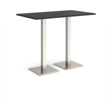 Brescia rectangular poseur table with flat square brushed steel bases 1400mm x 800mm - Black - BPR1400-BS-BK