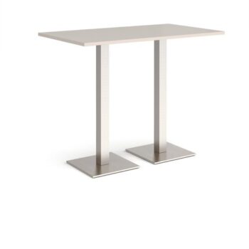 Brescia rectangular poseur table with flat square brushed steel bases 1400mm x 800mm - Light Grey - BPR1400-BS-LG