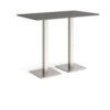 Brescia rectangular poseur table with flat square brushed steel bases 1400mm x 800mm - Onyx Grey - BPR1400-BS-OG