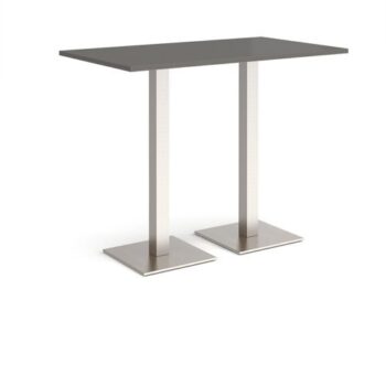Brescia rectangular poseur table with flat square brushed steel bases 1400mm x 800mm - Onyx Grey - BPR1400-BS-OG