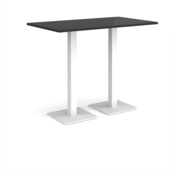 Brescia rectangular poseur table with flat square white bases 1400mm x 800mm - Black - BPR1400-WH-BK
