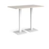 Brescia rectangular poseur table with flat square white bases 1400mm x 800mm - Light Grey - BPR1400-WH-LG