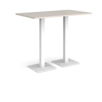 Brescia rectangular poseur table with flat square white bases 1400mm x 800mm - Light Grey - BPR1400-WH-LG