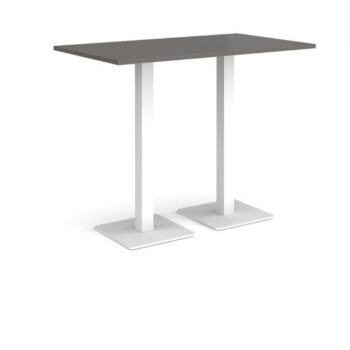 Brescia rectangular poseur table with flat square white bases 1400mm x 800mm - Onyx Grey - BPR1400-WH-OG