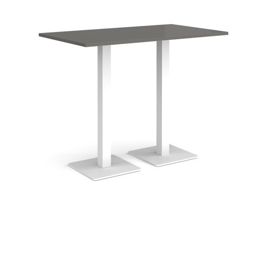 Brescia rectangular poseur table with flat square white bases 1400mm x 800mm - Onyx Grey - BPR1400-WH-OG