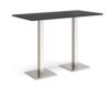 Brescia rectangular poseur table with flat square brushed steel bases 1600mm x 800mm - Black - BPR1600-BS-BK