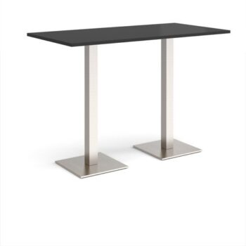 Brescia rectangular poseur table with flat square brushed steel bases 1600mm x 800mm - Black - BPR1600-BS-BK
