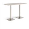 Brescia rectangular poseur table with flat square brushed steel bases 1600mm x 800mm - Light Grey - BPR1600-BS-LG